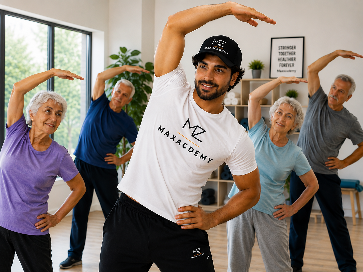Teaching elderly stretching
